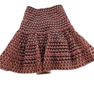 Maje Jezabel Red‎ Floral Striped Tiered Ruffle Mini Skirt Size 34 US XS
